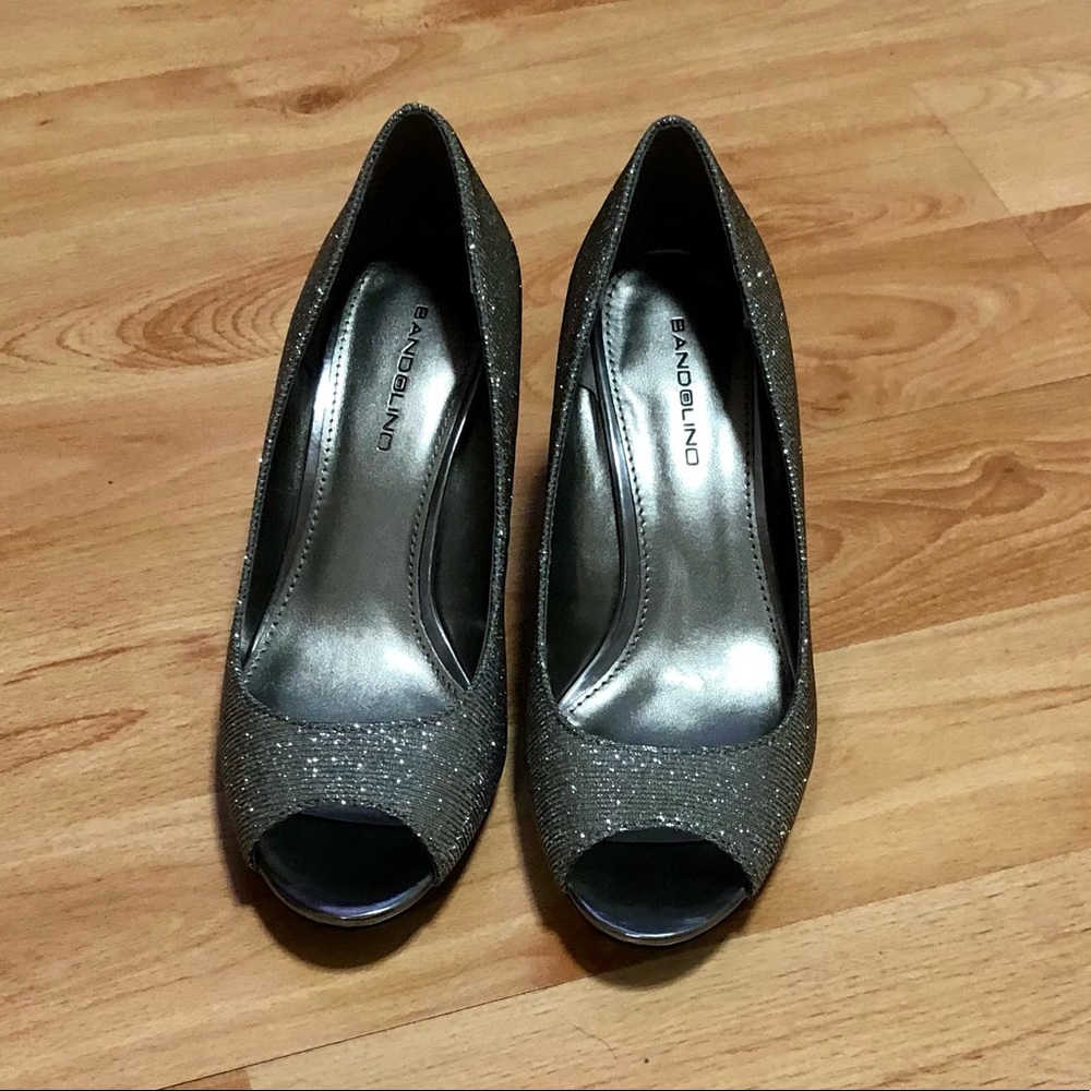 Bandolino silver wedges.